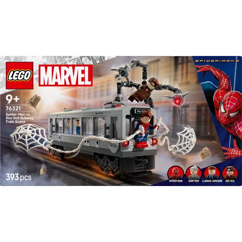 Giocattolo da costruzione LEGO Marvel Super Heroes 76321 Spider-Man Doc Ock Subway Showdown, 393 pezzi, 4 minifigure, età 9+