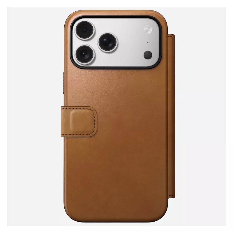 Custodia folio per cellulare Nomad Modern Leather Folio per iPhone 17 Pro Max – Tan, per schermi fino a 17,5 cm (6,9 pollici), 4 scomparti per carte