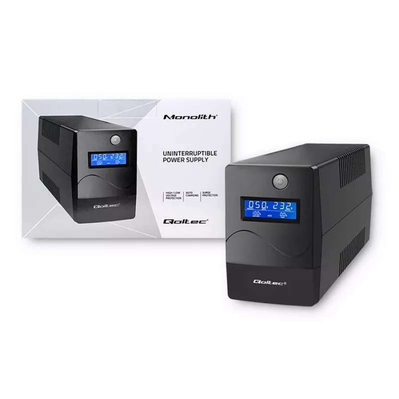 Qoltec Monolith UPS doppia conversione Online 0,65 kVA 360 W 2 prese AC