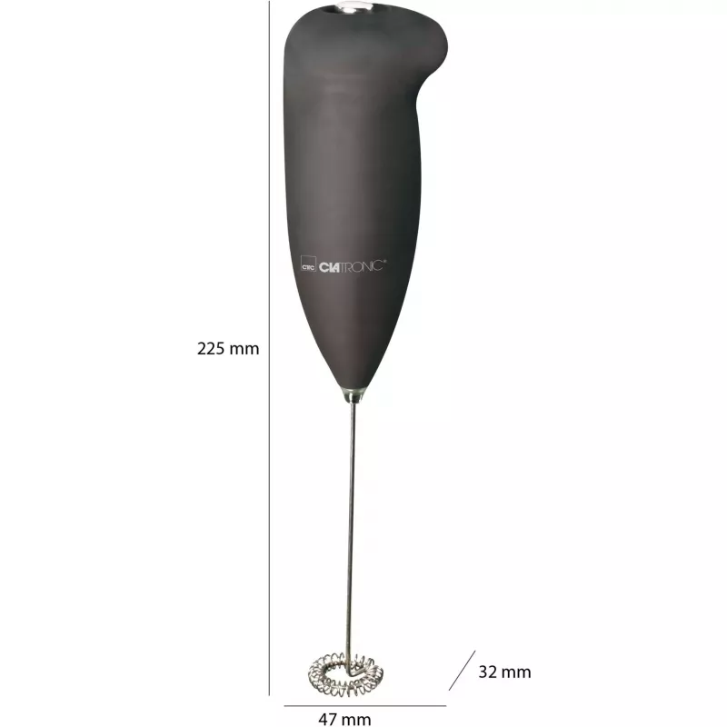 Clatronic MS 3089 Montalatte a batterie, nero/acciaio inox