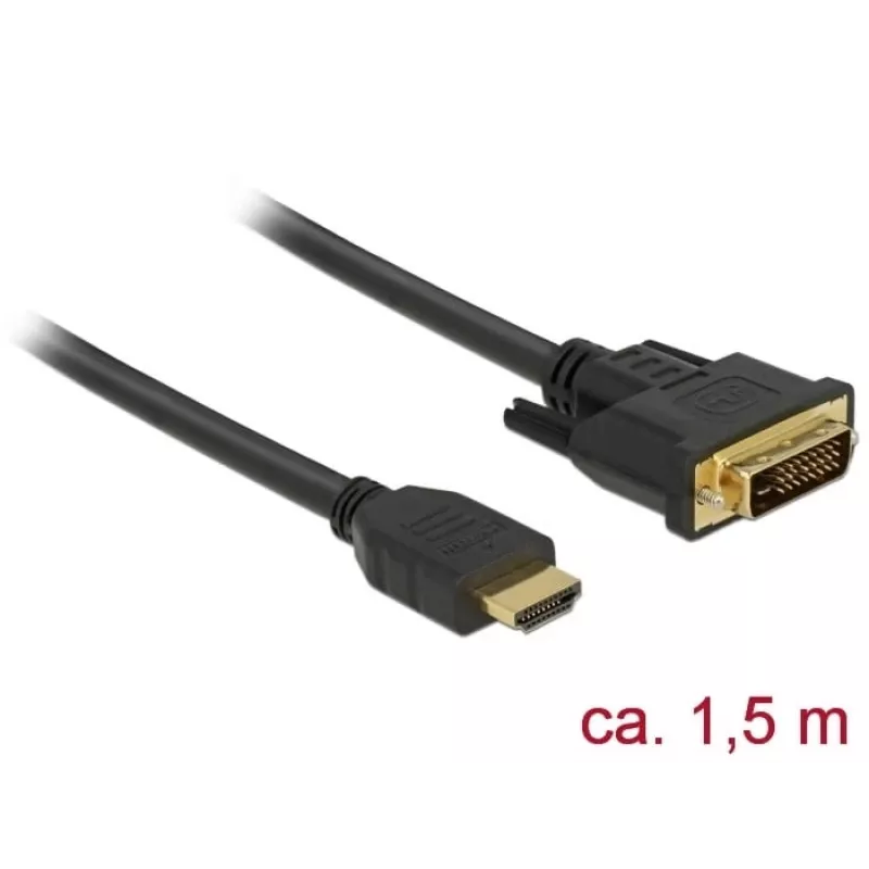 Adattatore cavo video DeLOCK 85653 1,5 m HDMI Type-A DVI nero