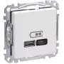 Presa a parete Schneider Electric WDE002983 con porte USB-A e USB-C, Power Delivery, bianco
