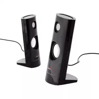 Diffusore PC a 2 vie con filo Audiocore AC860, 2.0 canali, 4 W RMS, alimentazione USB, ingresso 3,5 mm, nero