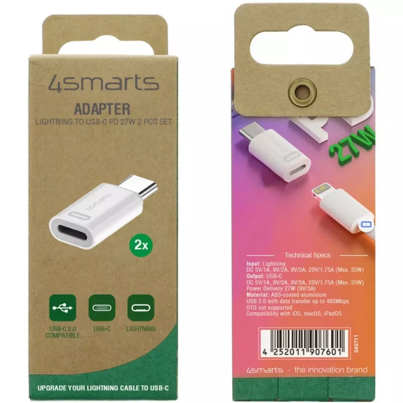 Adattatore cavo 4smarts 540711 Lightning USB-C bianco