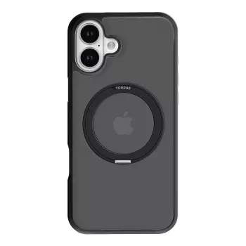 Custodia protettiva Torras Ostand Pro per iPhone 16 Plus — nero, profilo sottile, leggera