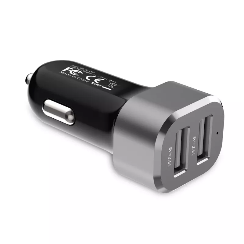 Caricabatterie da auto 2x USB 2,4A alluminio