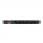 Unità di distribuzione di alimentazione LANBERG PDU-06E-0200-BK — 6 uscite Type-E, 16 A, cavo 2 m, rack 1HE, 220–250 V