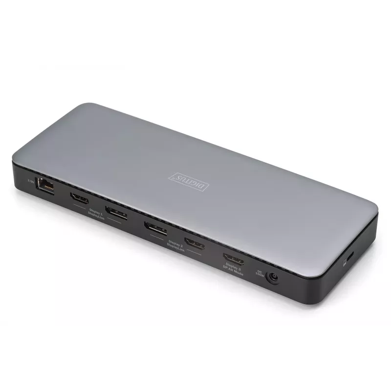 Digitus DA-70918 docking station USB-C, 13 porte, 3x HDMI, 2x DP, 4x USB-A, 1x USB-C, RJ-45 1GbE, SD, audio, 150 W