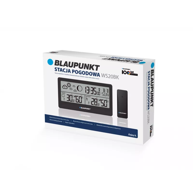 Stazione meteo BLAUPUNKT WS20BK — display per temperatura e umidità interna/esterna, nero, 1 sensore, LCD, a batteria
