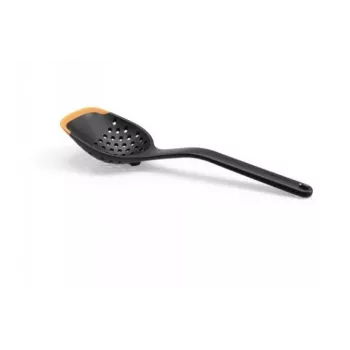 Fiskars 1027302 mestolo forato, 30 cm, nero/arancione