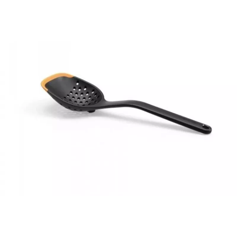 Fiskars 1027302 mestolo forato, 30 cm, nero/arancione