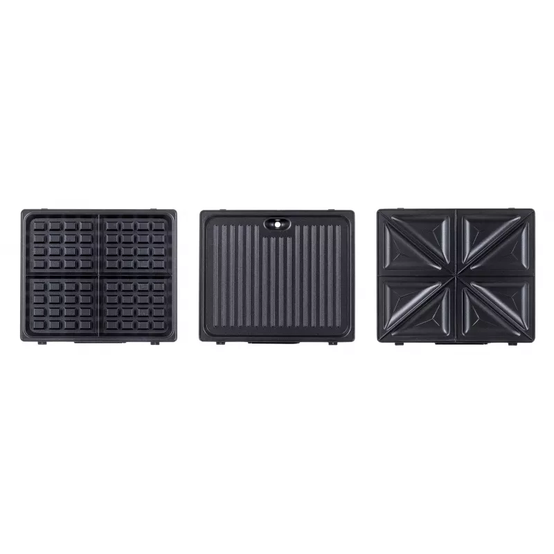 Ravanson OP-7050 Sandwichiera 3 in 1, 1200 W, Nero/Argento