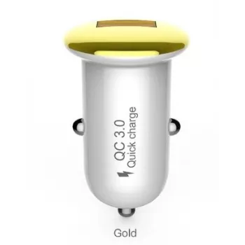 Caricabatterie da auto Devia Mushroom Serie QC3.0 18W oro – USB Quick Charge 3.0, uscita 18W