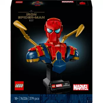 Busto da collezione LEGO Marvel Iron Spider-Man 76326, 379 pezzi, modello da esposizione 18+, 170×200×110 mm