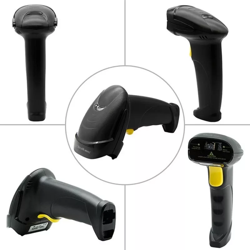 Qoltec 50853 lettore laser di codici a barre portatile 1D/2D, USB cablato, cavo da 1,65 m, 97x65x167 mm, 105 g, nero