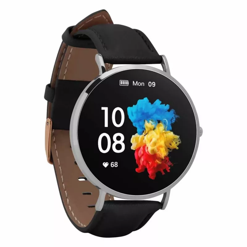 Smartwatch Garett Verona argento-nero pelle VERONA_SREB_CZARN_SKOR Garett