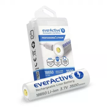 Batteria ricaricabile Li-Ion 18650 3,7V everActive 3500mAh (1 pz.) micro-USB con protezione