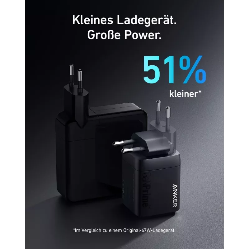 Caricabatterie USB rapido da interno Anker Prime A2669313 – 67 W, 1×USB-A, 2×USB-C, nero