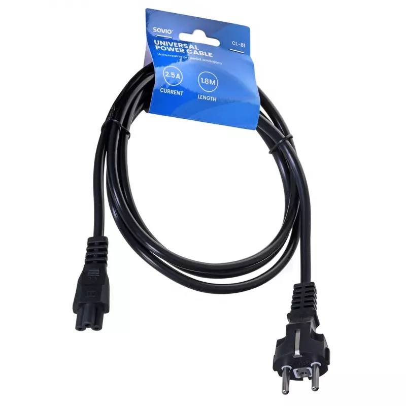 Cavo di alimentazione Savio CL-81 nero 1,8 m spina Tipo E IEC C5