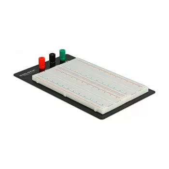 Breadboard DELOCK 18314 — scheda prototipo senza saldatura, metallo/plastica, 109×165×1 mm, nero/bianco