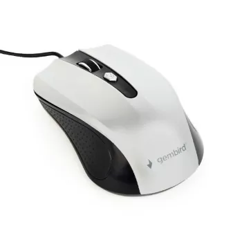 Mouse ottico ambidestro con filo GEMBIRD MUS-4B-01-BS, USB Type-A, 1200 DPI, 4 tasti, nero/argento