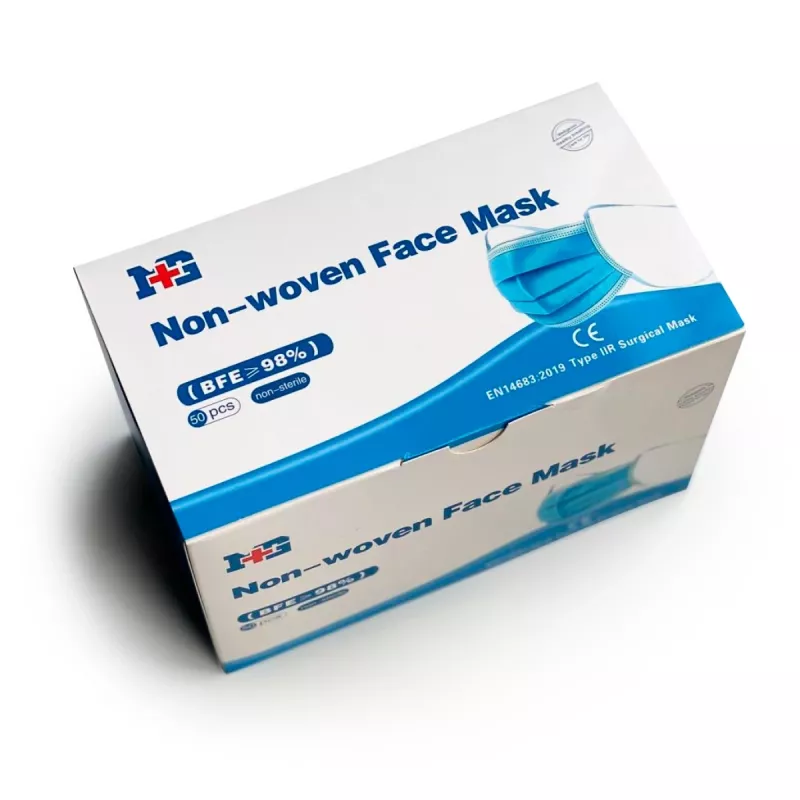 Maschera viso in tessuto non tessuto 50 pezzi Uniroar — mascherine protettive monouso, struttura a 3 strati