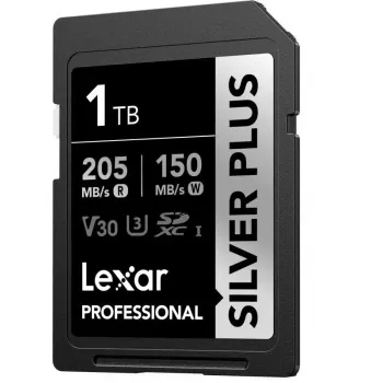 Scheda di memoria SDXC Lexar Professional SilverP UHS‑I 1 TB, lettura 205 MB/s, scrittura 150 MB/s, UHS‑I