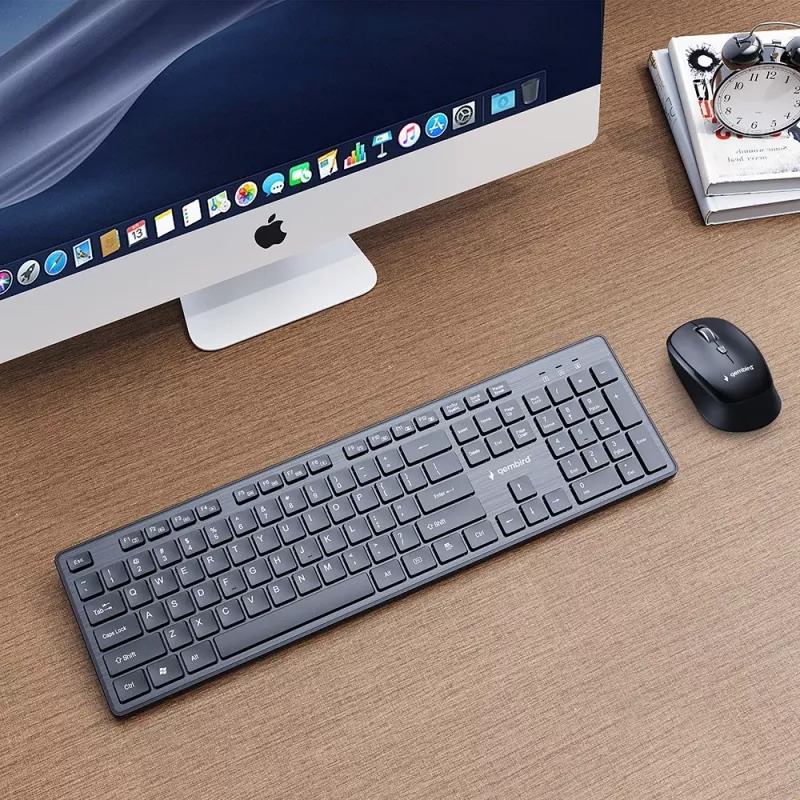 Gembird KBS-WCH-04 Set desktop wireless (tastiera + mouse), nero, layout US