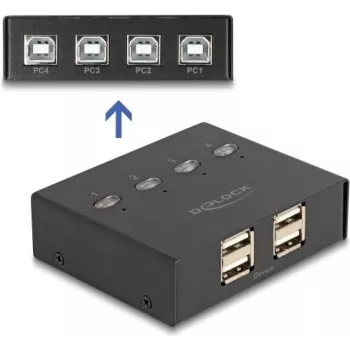Switch USB 2.0 DeLOCK 4 PC su 4 dispositivi nero 0,48 Gbit/s