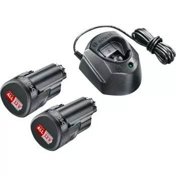 Set di avviamento a batteria Bosch GAL1210CV 12V con 2 batterie da 1,5 Ah e caricabatterie