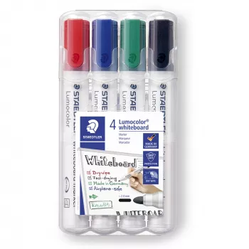 Pennarello Staedtler Lumocolor 351 WP4 punta bullet nero blu verde rosso