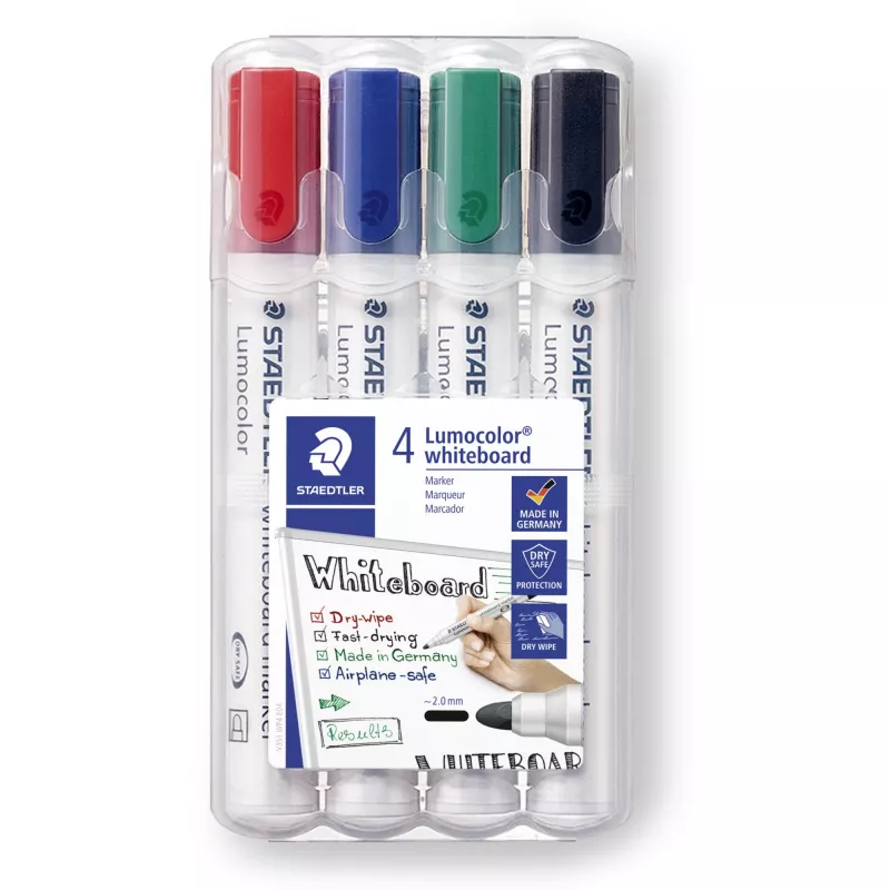 Pennarello Staedtler Lumocolor 351 WP4 punta bullet nero blu verde rosso