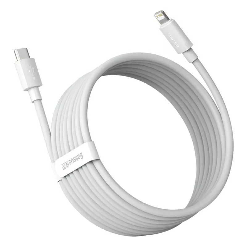 Kit cavi dati Baseus Simple Wisdom USB-C a Lightning PD 20W (2 pezzi/confezione) 1,5m bianco