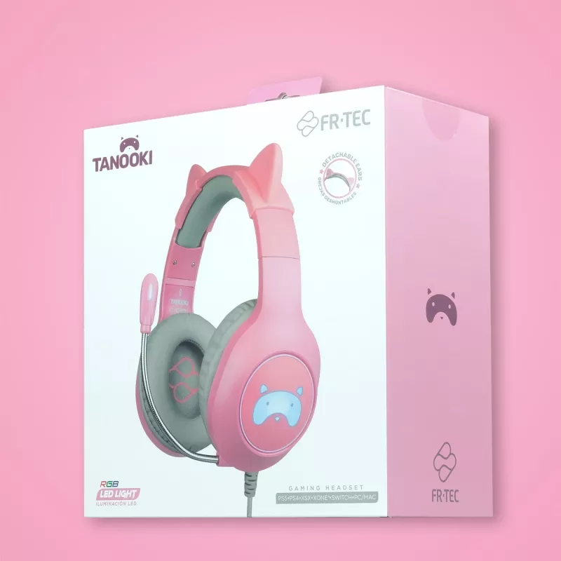 FR-TEC Tanooki cuffie con filo archetto gaming grigio - rosa (FT2021)