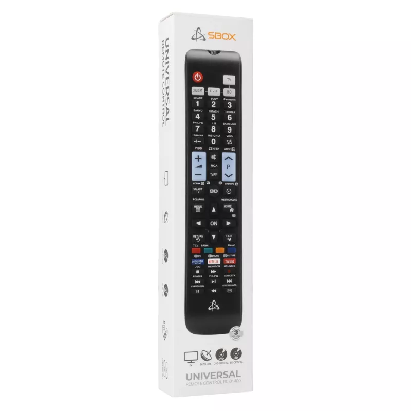 Telecomando SBOX RC-01400 – sostitutivo universale per televisori, set-top box e lettori DVD