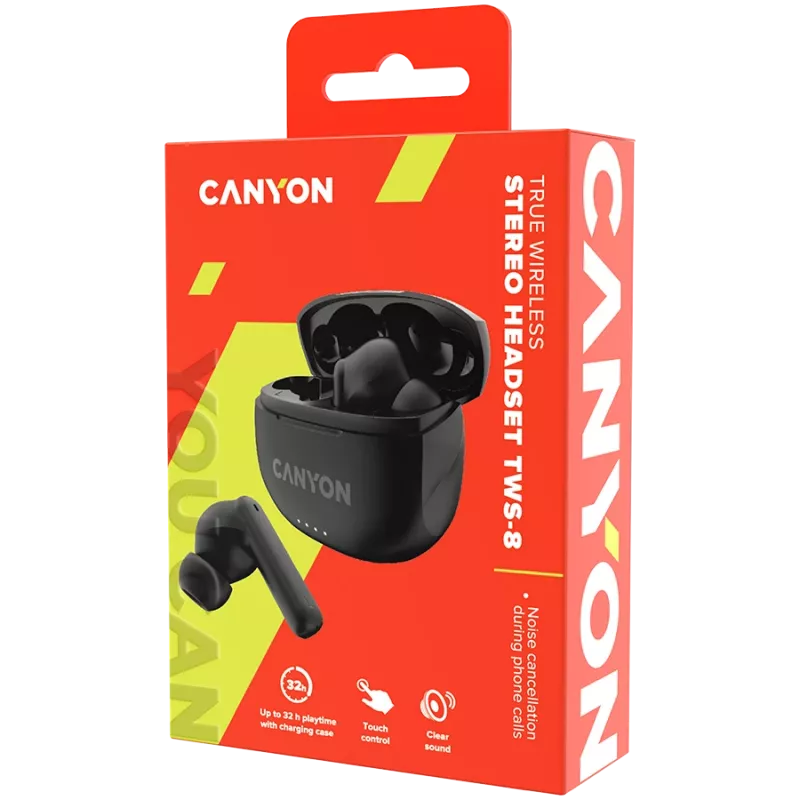 Bluetooth Headset TWS-8 ENC Earbuds/BT 5.3 nero