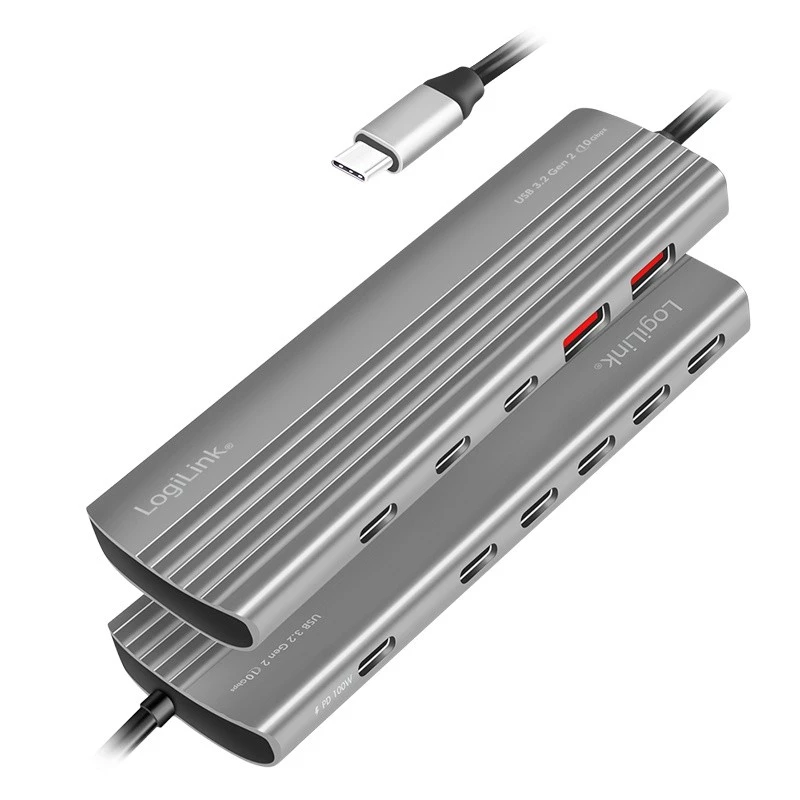 LogiLink hub USB 3.2 Gen2 4+1 porte 2x USB-A 2x USB-C PD 100W alluminio