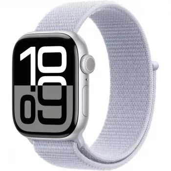 Apple Watch Series 10 Case in alluminio GPS + Cellular 42 mm Argento Sport Loop Blu cloud