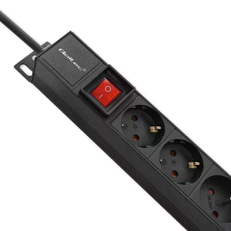 Qoltec PDU in alluminio per RACK | 16A | 16 x Schuko | verticale | 1,8 m
