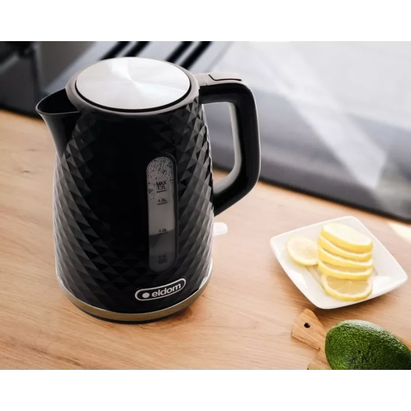 C280C ELDOM bollitore ELLI, capacità 1,7 l, potenza 2200 W, nero, Strix, nero