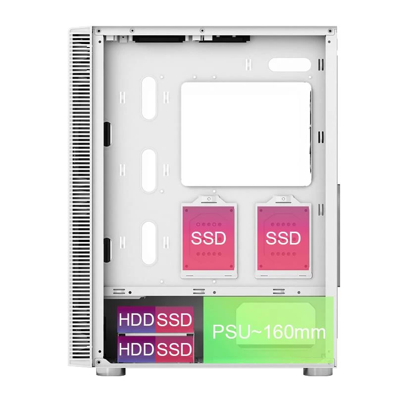 Case PC Montech X3 GLASS mid-tower bianco