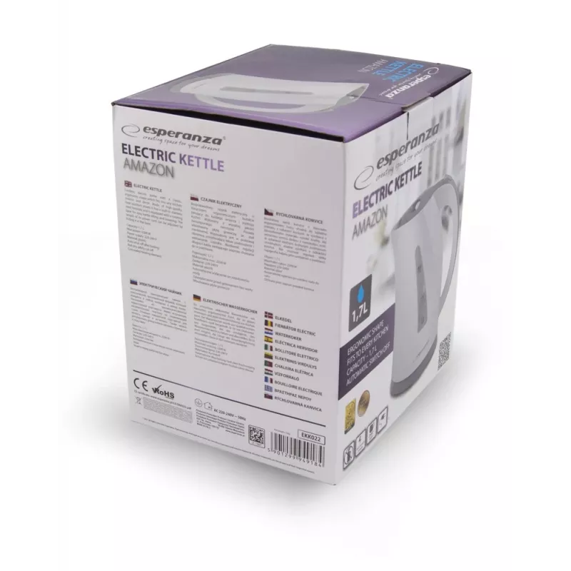 Bollitore Esperanza 1,7 l 2200 W grigio bianco