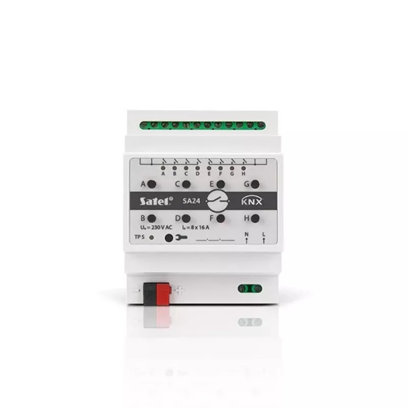 Satel KNX-SA24 attuatore di commutazione KNX, 8 canali, per guida DIN