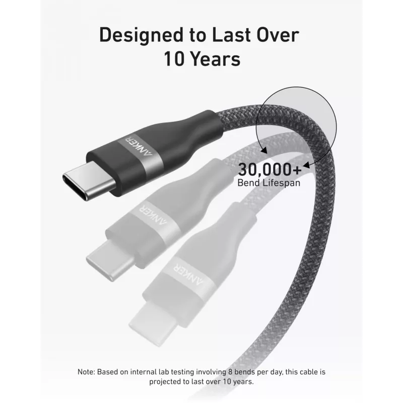 Cavo USB-C a USB-C Anker A82E2 — USB 2.0, 1,8 m, nero