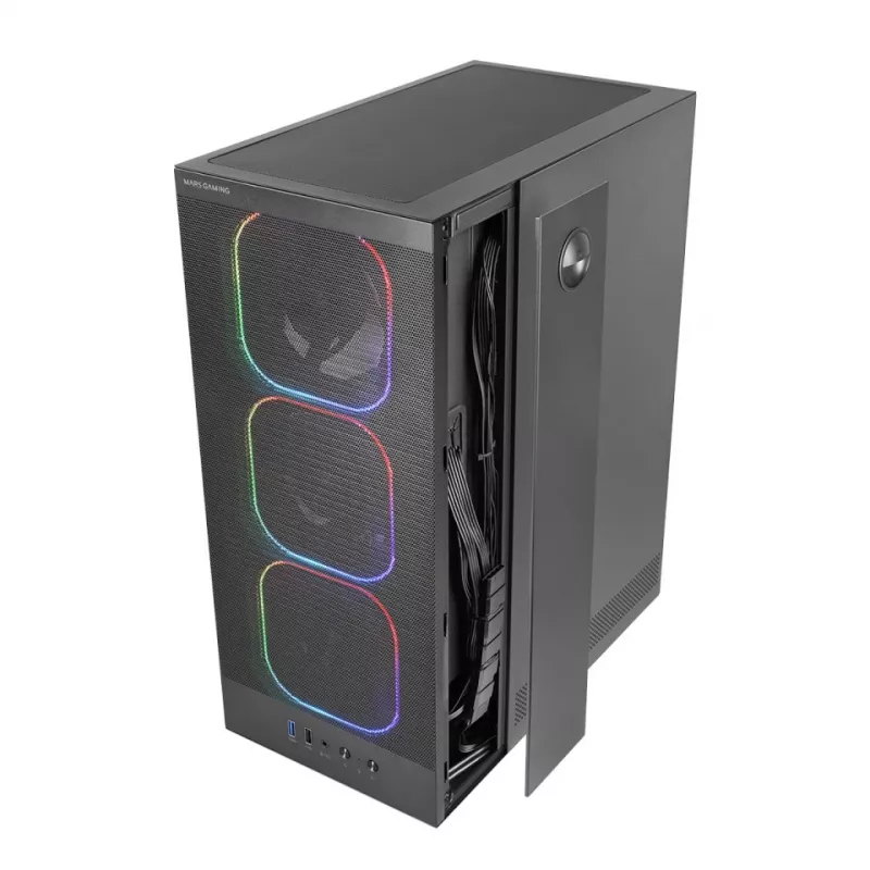 Case PC TACENS MARS MC-NEBULA Midi Tower con vetro temperato, quattro ventole aRGB da 120 mm, supporta ATX, GPU fino a 30,2 cm
