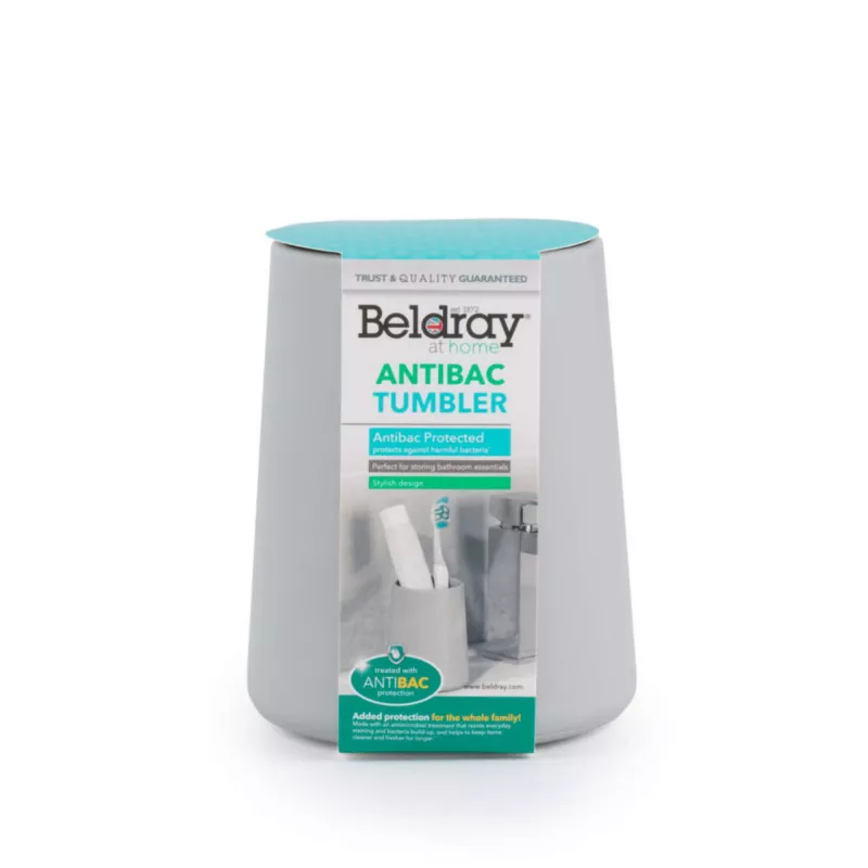 Bicchiere portaspazzolini Beldray LA033347UFFAS Antibac Grigio — accessorio da bagno, bicchiere antibatterico