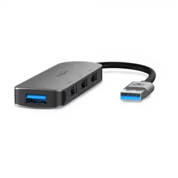 Nedis hub USB connettore maschio USB-A – 4x USB A, 4 porte, USB 2.0 / USB 3.2 Gen 1, alimentato via USB, 5 Gbit/s (CCGB61210GY01)