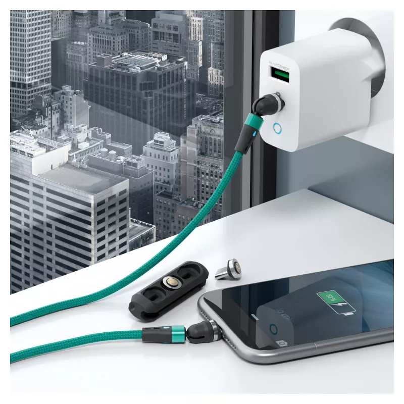 Cavo USB RealPower MagneticCharge2 1 m verde ricarica rapida trasferimento dati