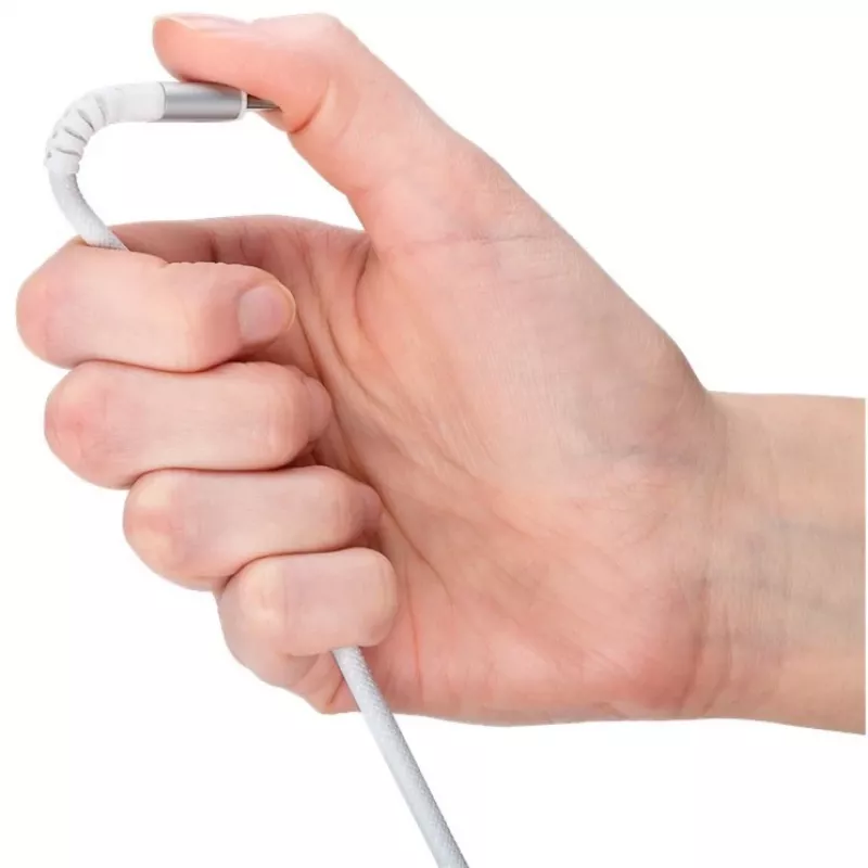 Goobay cavo USB-C (ST-ST) 2m cavo di collegamento guaina in tessuto bianco cavo USB USB 2.0 USB C (70194)