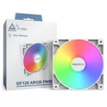Ventola di raffreddamento Montech GF120 PWM ARGB 120 mm bianco, controllo PWM, illuminazione ARGB